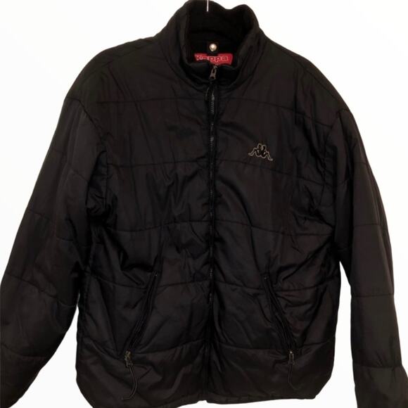 Kappa Puffer Jacket Cotton Kappa Jacket Black Puffer Large - Picture 1 of 4
